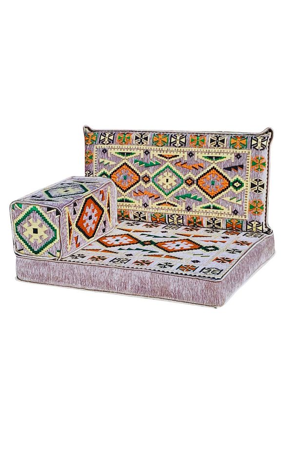 El Yapımı Tek Kişilik Şark Köşesi Sofa– Kilim Desenli Minder Takımı (sünger Dahil) - 4