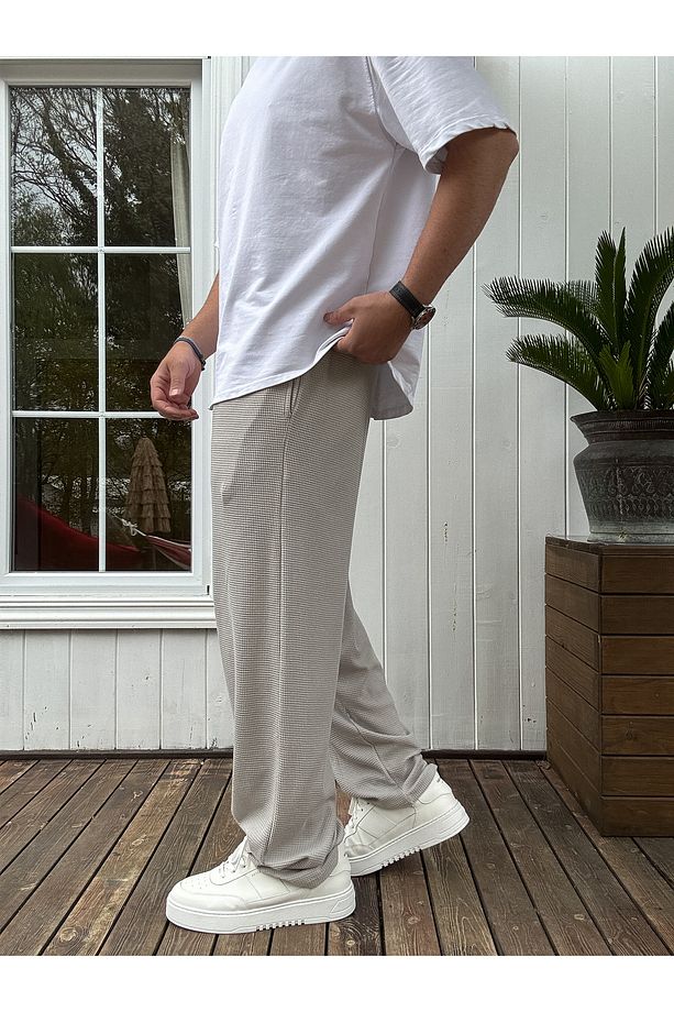 Gri Wafle Kumaş İnce Baggy Pantolon JJ-219 - 6