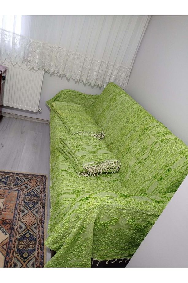 Yeni nesil el dokuma koltuk örtüsü Maxi Takım 3+3+1+1 Yeşil - 1