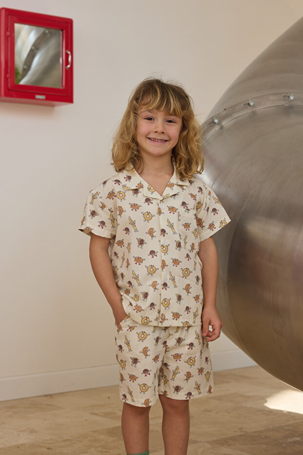 Unisex Baskılı Poplin Takım - 3