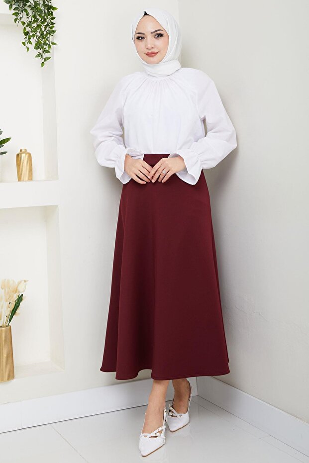 Mevlana Skirt Burgundy Hm2716