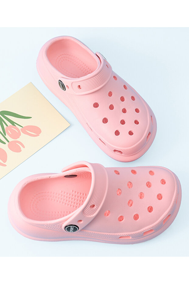 SAPS Solid Back Strap Closure Clogs - Pink - 3