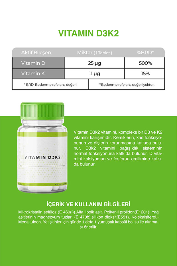 VITAMIN D3K2 60 TABLET - 2