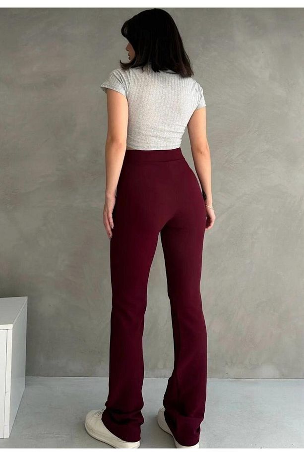 Ön Çımalı Yüksek Bel Esnek Palazzo Pantalon - 4