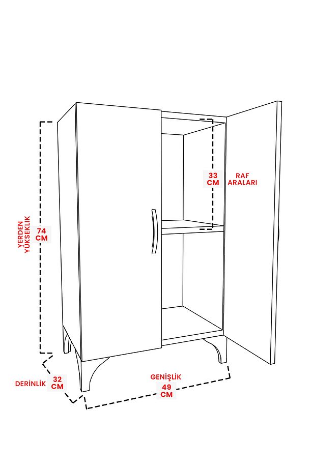 "bianc" 2 Raflı Çok Amaçlı Dolap Kiler Banyo Balkon Mutfak Erzak Dolabı - 3