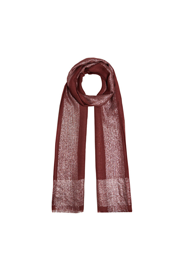 Tile Glitter Border Patterned Wool Silk Shawl - 2