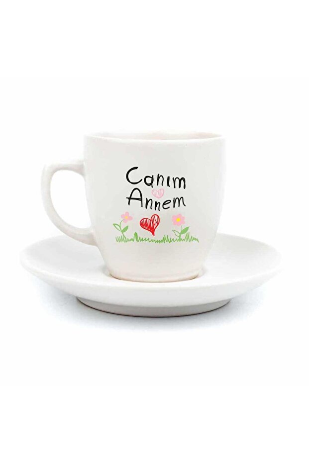 My Dearest Mom Cream Turkish Coffee Cup - Gift Ceramic Turkish Coffee Cup