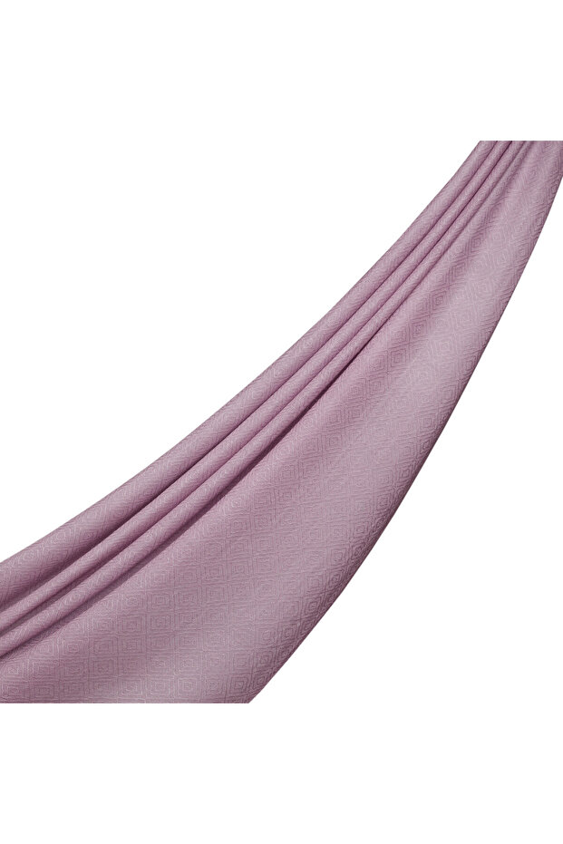 Lilac Ikat Patterned Wool Silk Shawl - 1