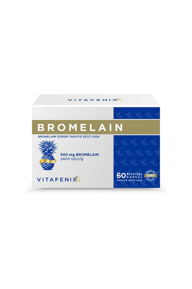 Bromelain 2400 GDU/g 500 mg İçeren 60 Bitkisel Kapsül Takviye - 1