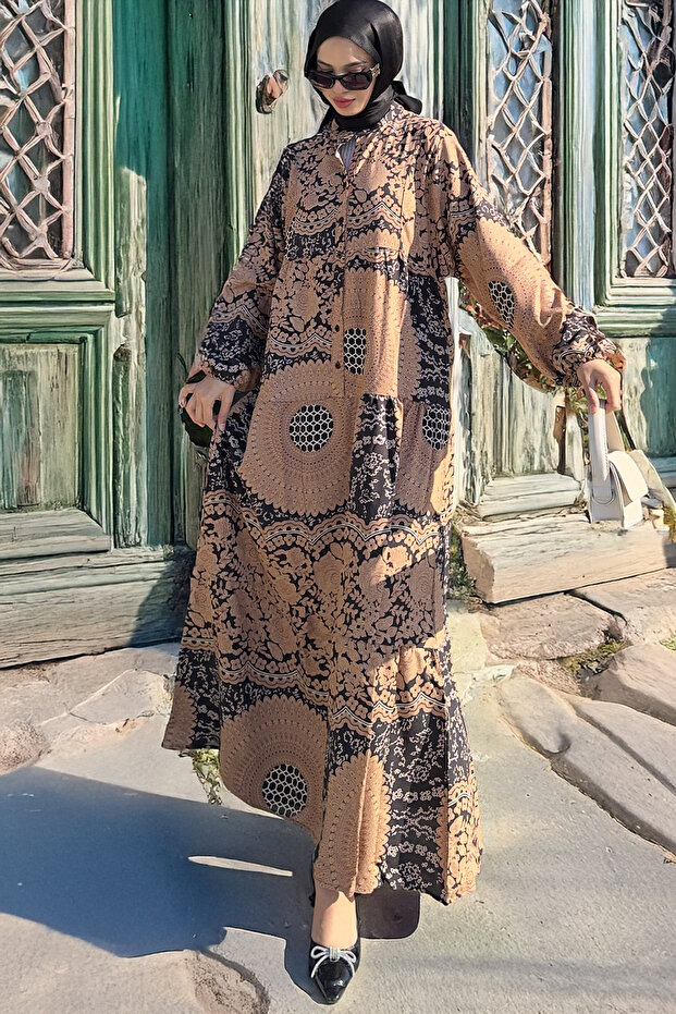 Women's Ethnic Pattern Viscose Fabric Patterned Dress