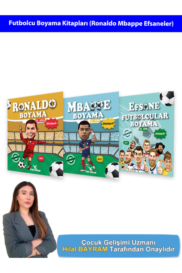 مجموعة كتب تلوين للاعب كرة القدم مبابي ورونالدو وأسطورة كرة القدم