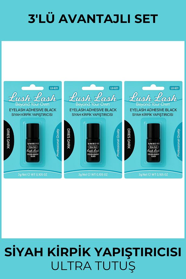 Lash Siyah Kirpik Yapıştırıcısı 3gr (3'LÜ SET) - 1