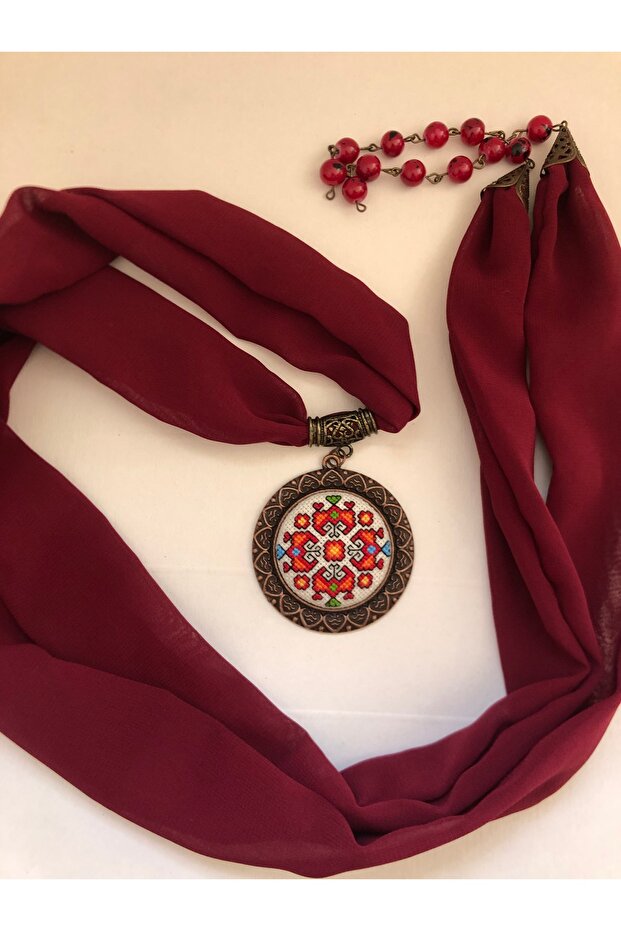 Kanaviçe Fular Kolye - 3