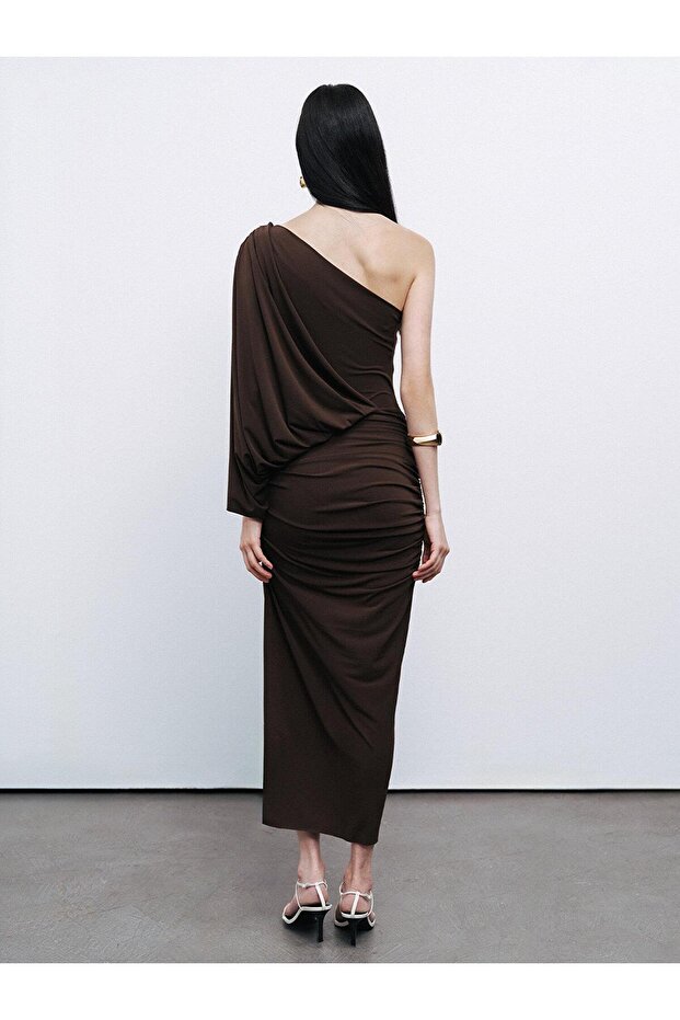 - Drape Detaylı Maxi Elbise - 2
