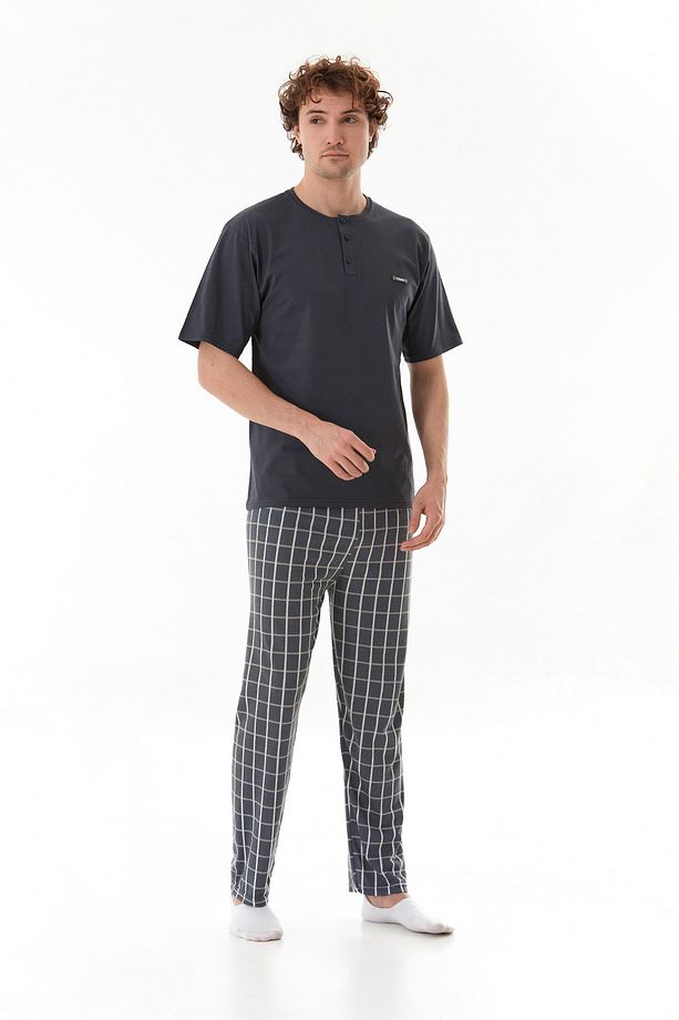 Ekose Desenli Pijama Takımı - 1