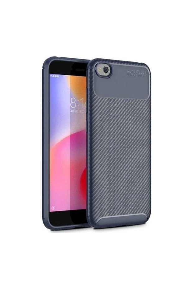Case for Xiaomi Redmi Go Case Carbon Patterned Lux Silicone Navy Blue + Nano Screen Protector