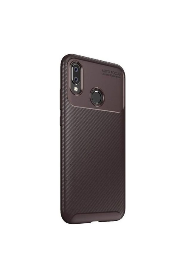 Galaxy A20 Case Carbon Patterned Lux Silicone Brown + Ghost Screen Protector