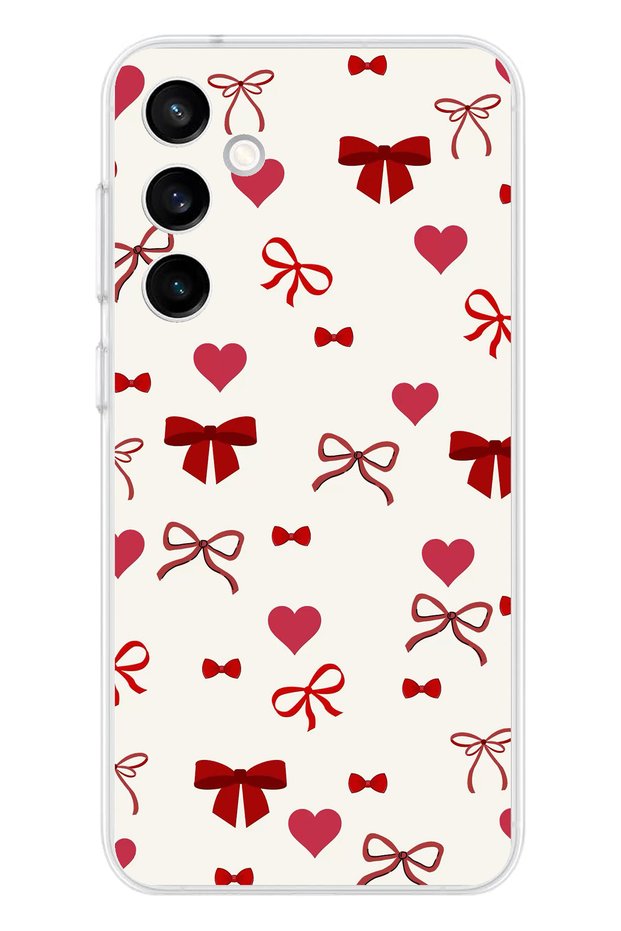 Transparent Silicone Case with Hearts and Bows Compatible with Samsung Galaxy S23 Fe