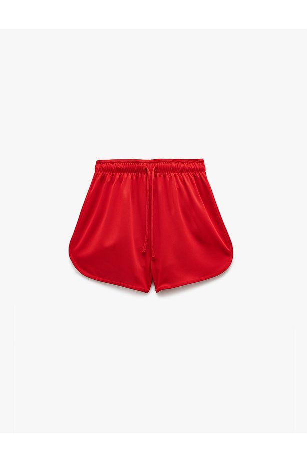 Yüksek Bel Rahat Kalıp Bağcıklı Mini Spor Şort - 4