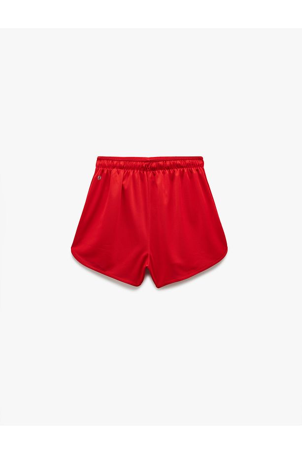 Yüksek Bel Rahat Kalıp Bağcıklı Mini Spor Şort - 5