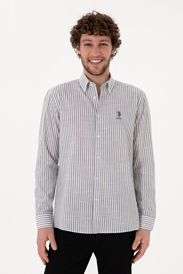Men's Striped Gray Shirt 50306310-Vr024