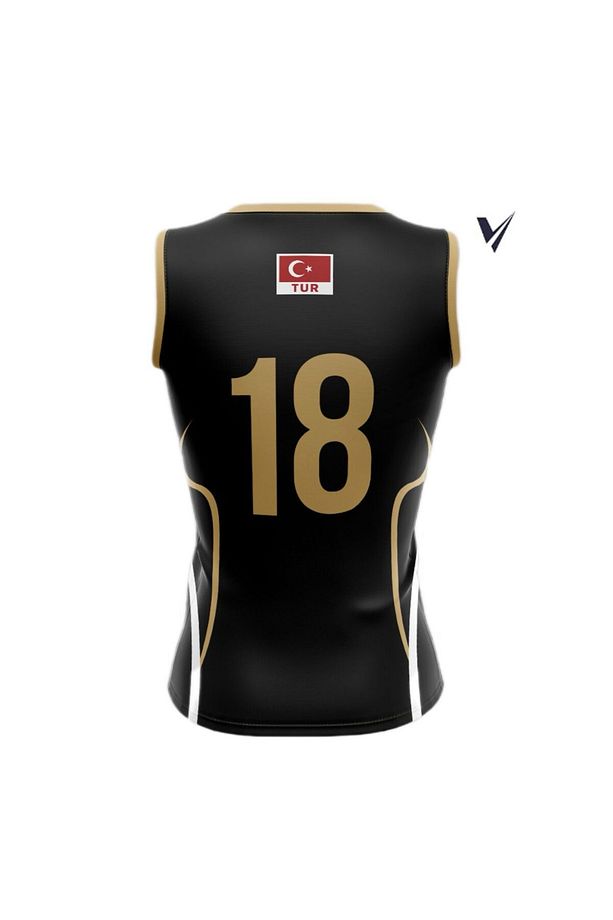 Kadın Siyah Likralı Tek Üst Voleybol Forması Volleyball Jersey - 3
