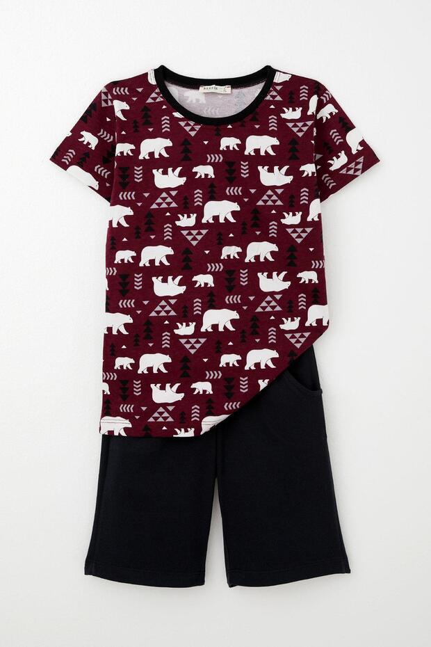 Girls & Boys Boy's Pajama Set with Shorts, Cute Polar Bear Pattern, Age 4-8, Cherry Blue