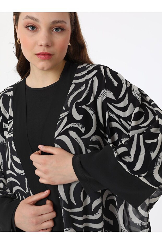 طقم فستان سهرة مقاس كبير من قطعتين - أسود - - 7