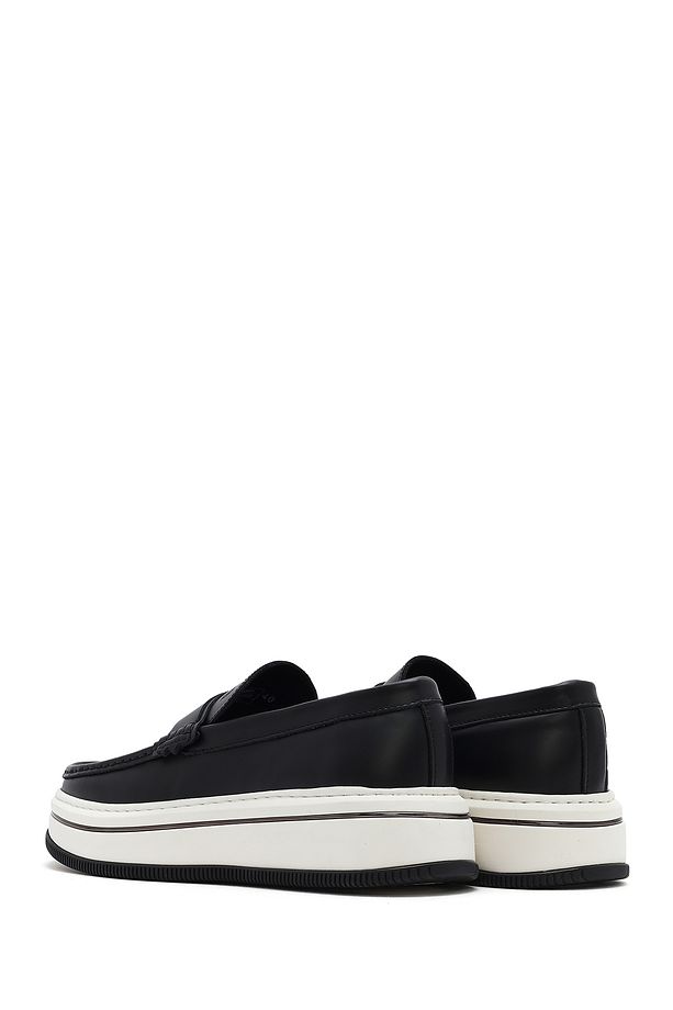 Erkek Siyah Kalın Tabanlı Deri Casual Loafer 25SFD650118 - 5