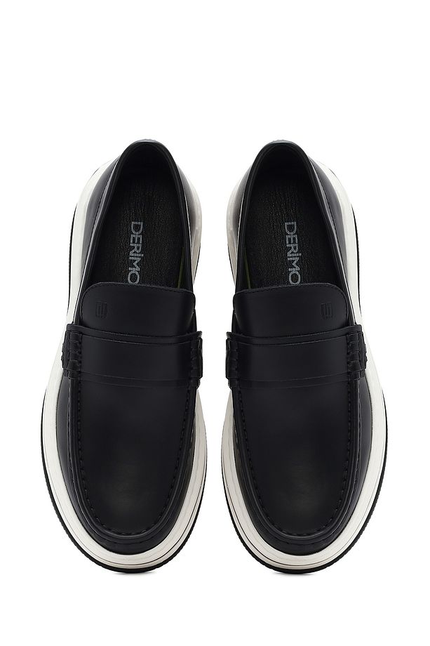 Erkek Siyah Kalın Tabanlı Deri Casual Loafer 25SFD650118 - 7