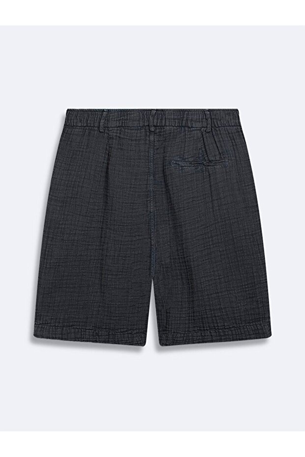 Dokulu Gabardin Mini Antrasit Şort - 2