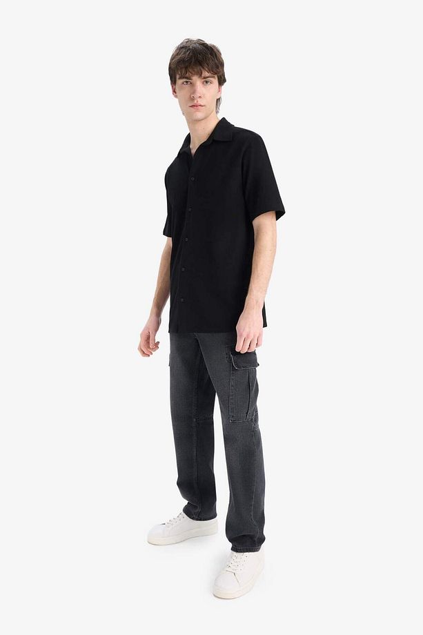 Regular Fit Yazlık Pamuklu Kısa Kollu Siyah Gömlek D1902ax25sm - 3