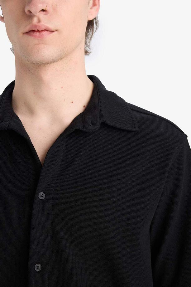Regular Fit Yazlık Pamuklu Kısa Kollu Siyah Gömlek D1902ax25sm - 4