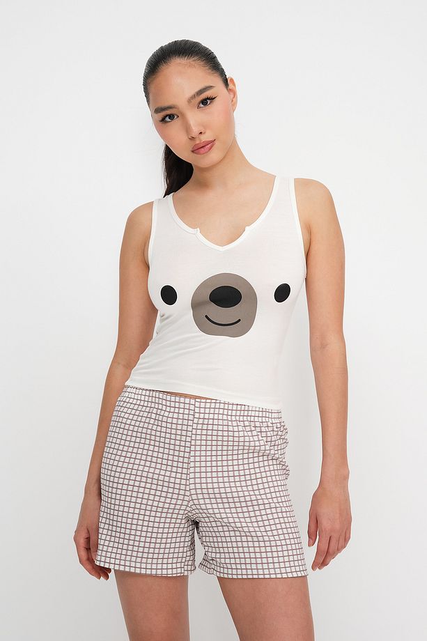 Ayıcık Baskılı Şortlu Pijama Takımı Ş113 - 6