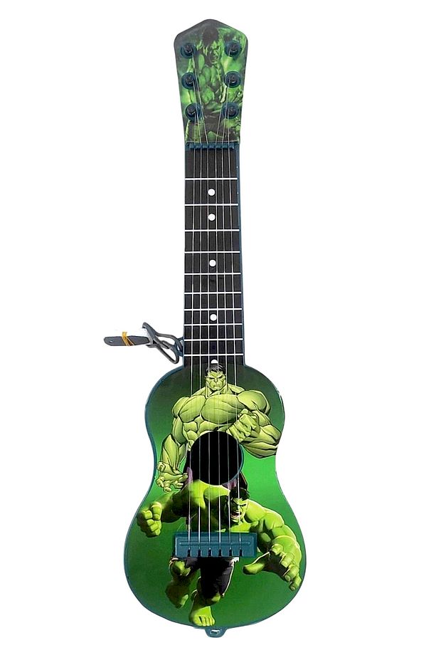 48 cm Oyuncak İspanyol Gitar - 6 Telli Yeşil Karakterli İspanyol Çocuk Gitarı Askı Aparatı Hediye - 3