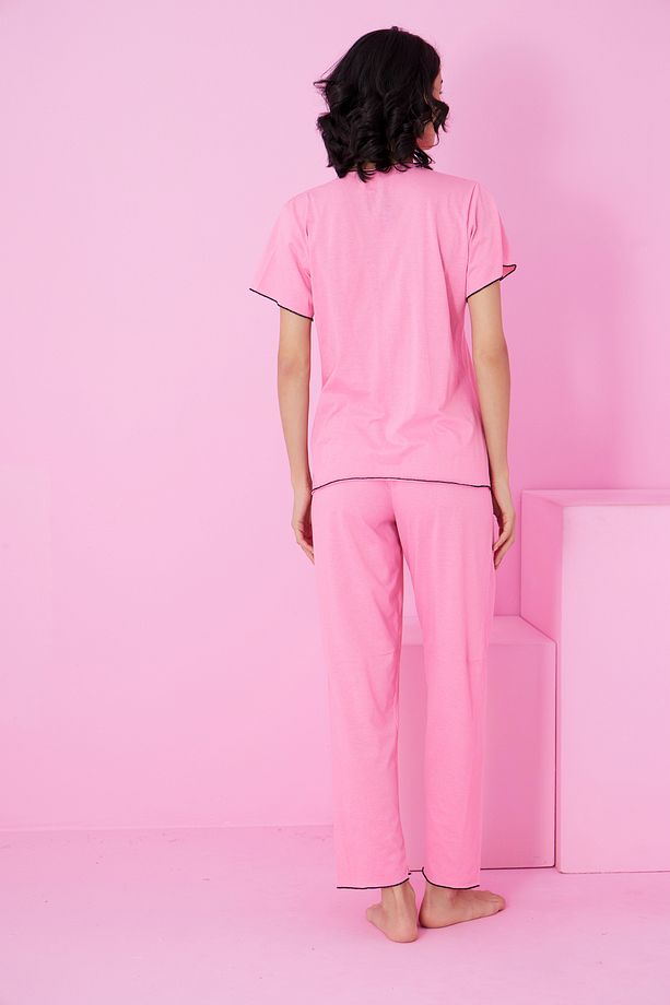 Pembe Fiyonklu Örme Pijama Takım7871 - 3