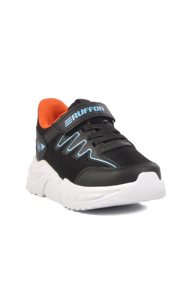2320 Ruffon P Black-Orange Lightweight Flexible Kids Sneakers
