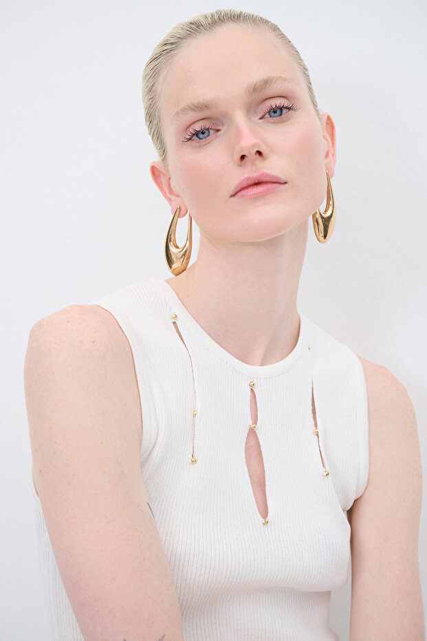 Damla Detaylı Triko Bluz - 2