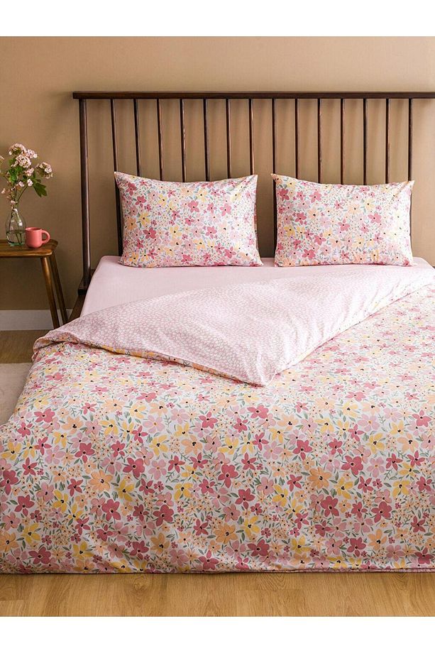 LCW HOME Çiçek Desenli Çift Kişilik Nevresim Takımı - 1