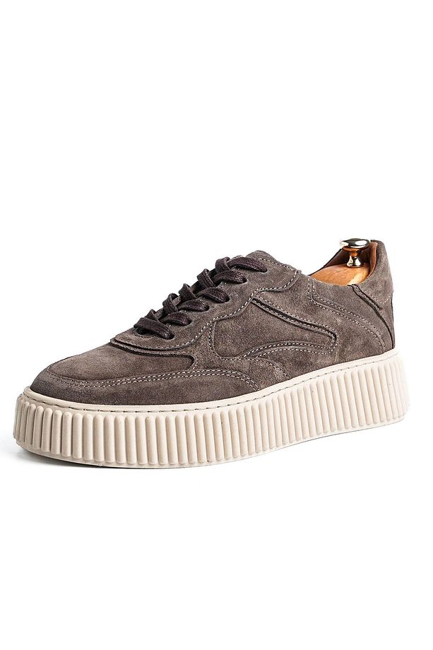 Pgup Model Hakiki Deri El Yapımı Erkek Vizon Süet Sneaker Ayakkabı - 3