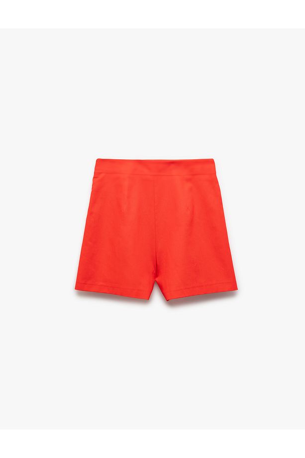 Regular Fit Kruvaze Mini Keten Şort Etek - 4