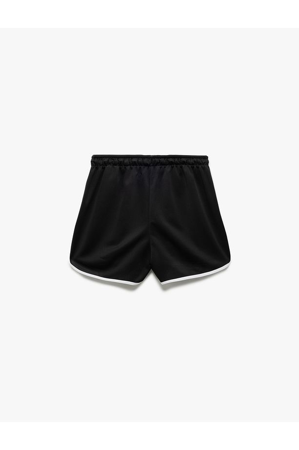 Normal Bel Bağcıklı Çizgili Mini Spor Şort - 4