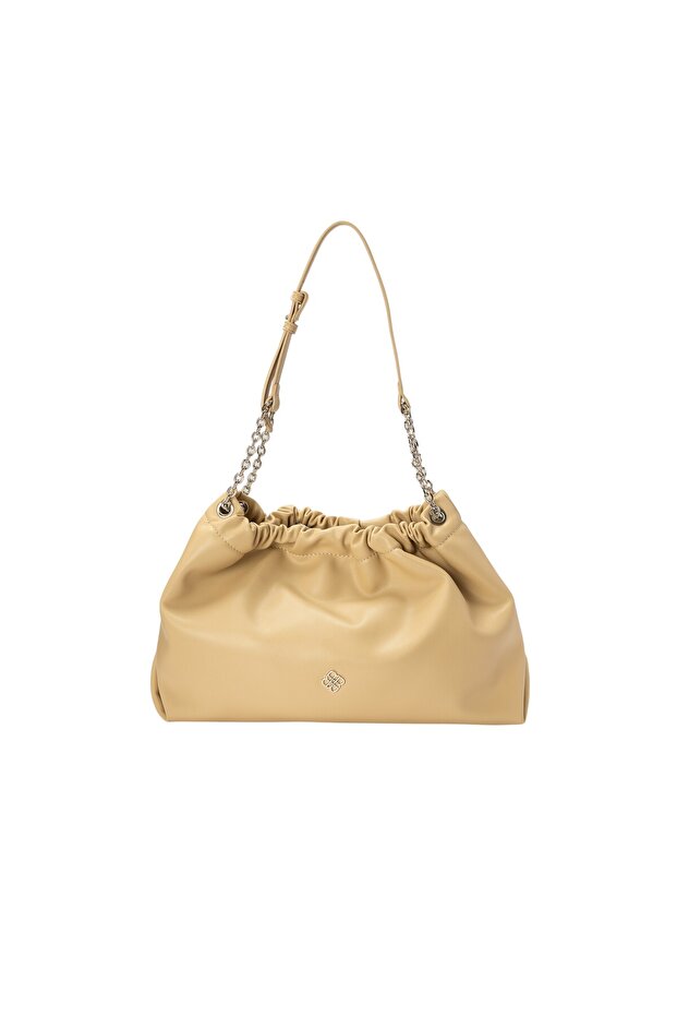 Textured Shoulder Bag with Chain Detail