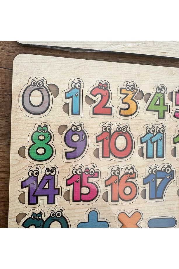 AHŞAP MASİF PUZZLE-AHŞAP BULTAK-2 adet HARFLER ve SAYILAR puzzle-Ahşap oyuncak-Öğretici oyun +1 yaş - 2