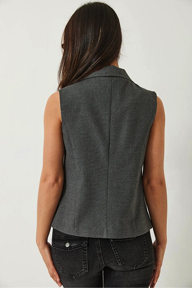 Dámská vesta se šálovým límcem asymetrického střihu 60429 60283003 - 6