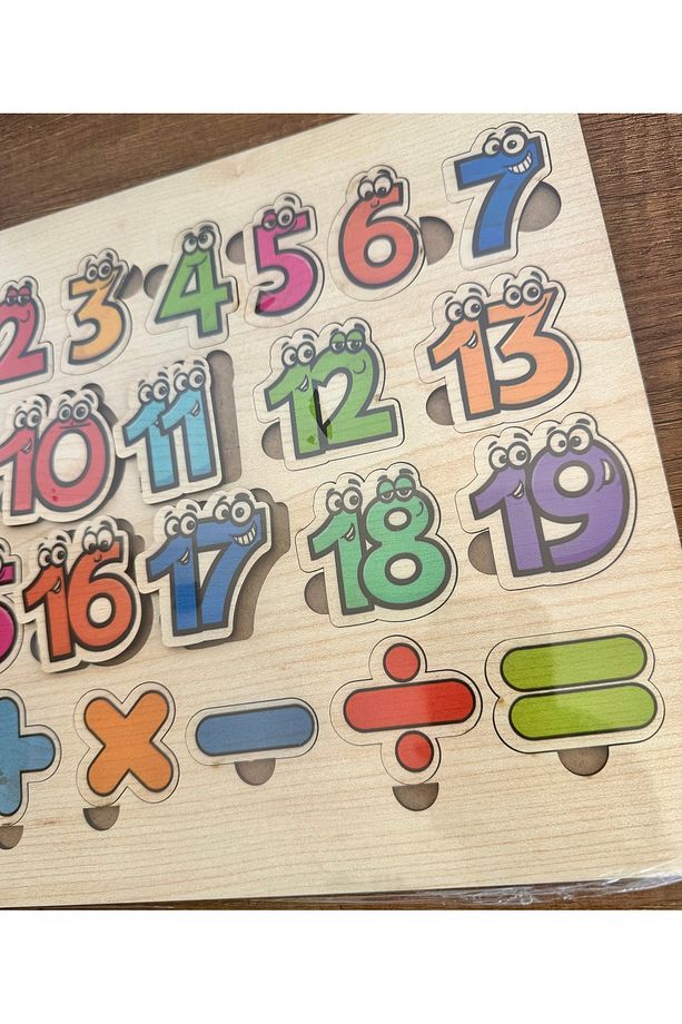 AHŞAP MASİF PUZZLE-AHŞAP BULTAK-2 adet HARFLER ve SAYILAR puzzle-Ahşap oyuncak-Öğretici oyun +1 yaş - 5