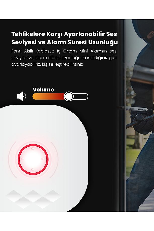 Akıllı Pratik Alarm Seti; Akıllı Alarm, 3x Akıllı Kapı Pencere ve 1x Akıllı Hareket Sensörü, Kumanda - 3
