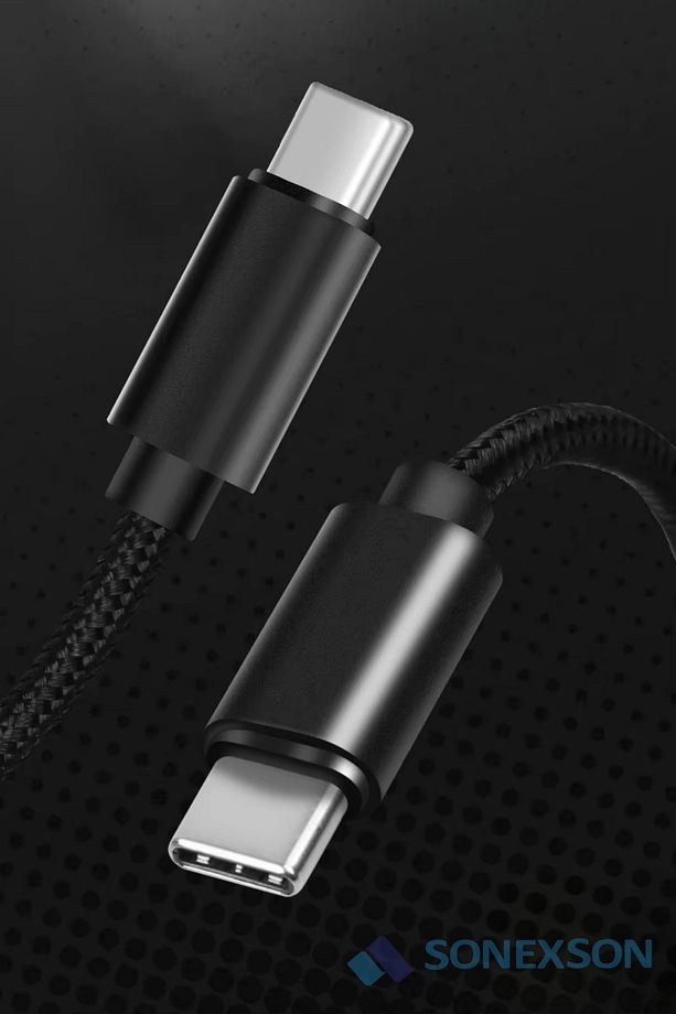 Samsung Oppo Reeder Huawei Için Örgülü Type C To Type C Hızlı Şarj Kablosu Siyah 1,2m - 1