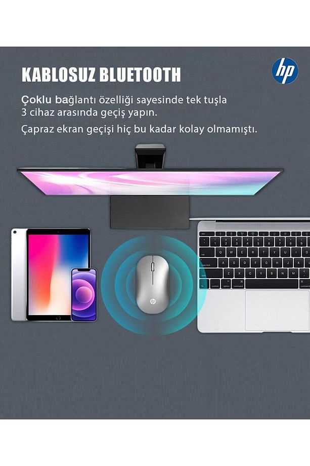 Dm10 2,4ghz Bluetooth Wireless Kablosuz Sessiz Mouse Gri - 5