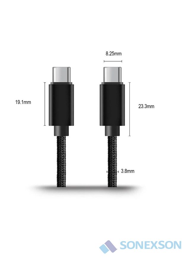 Samsung Oppo Reeder Huawei Için Örgülü Type C To Type C Hızlı Şarj Kablosu Siyah 1,2m - 8
